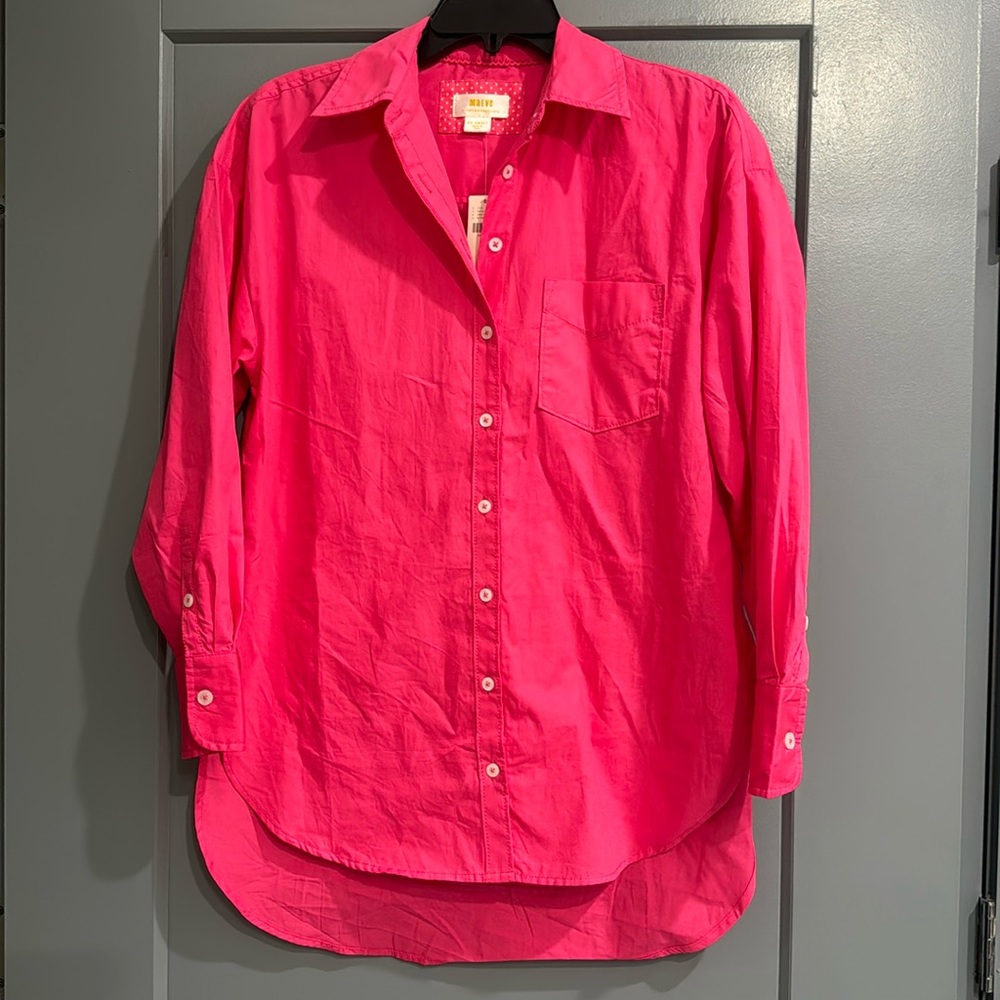 Anthropologie Hot Pink Button Down XXS